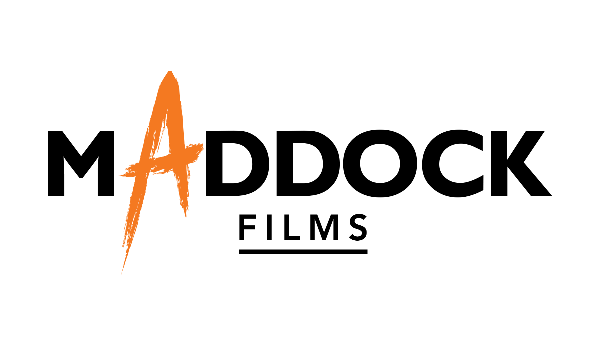 Maddock Films logo, black and orange, on light background
